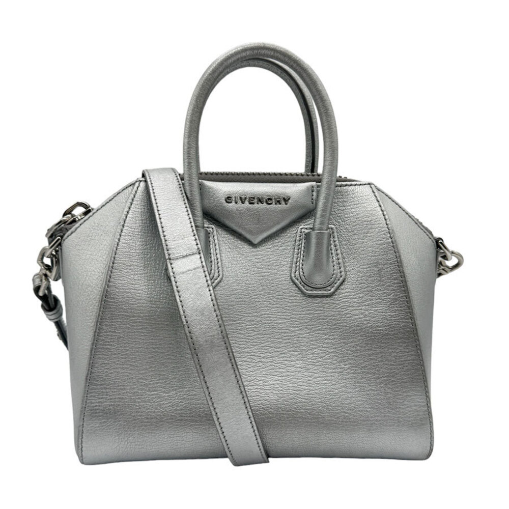 Givenchy Antigona Leather Shoulder Bag Silver